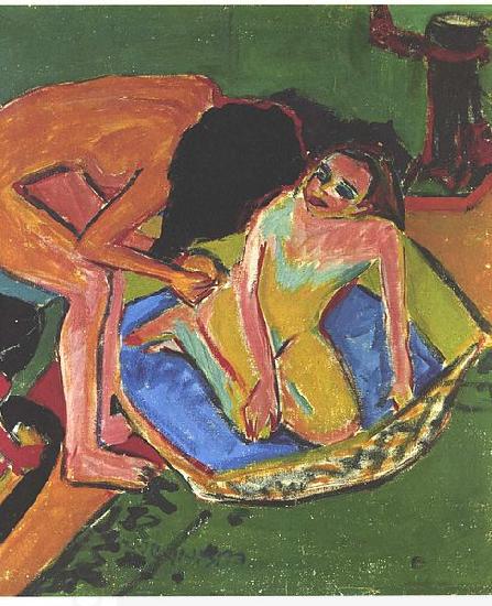 Ernst Ludwig Kirchner Marcella and Franzi in the atelier oil painting picture